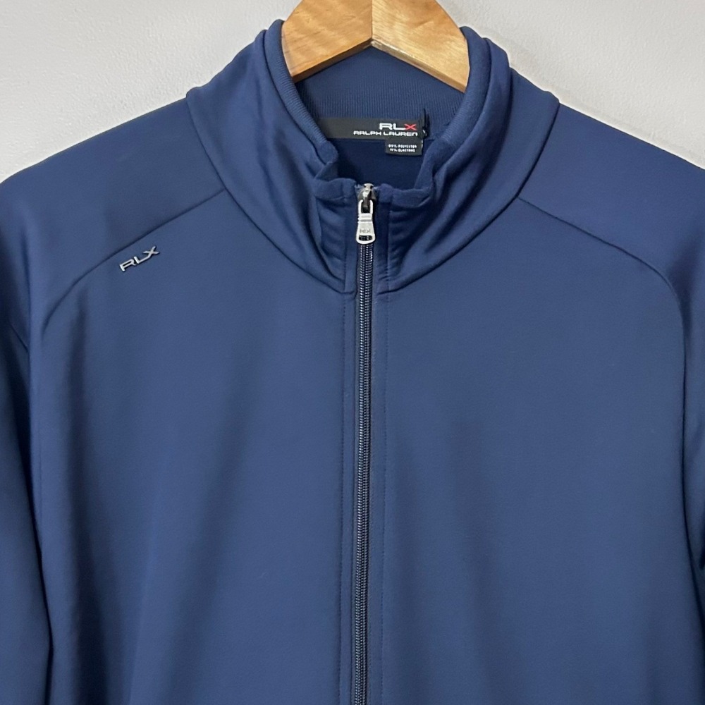RLX Ralph Lauren Jacket Mens XL Navy Blue Performance Full Zip Mock Neck Golf